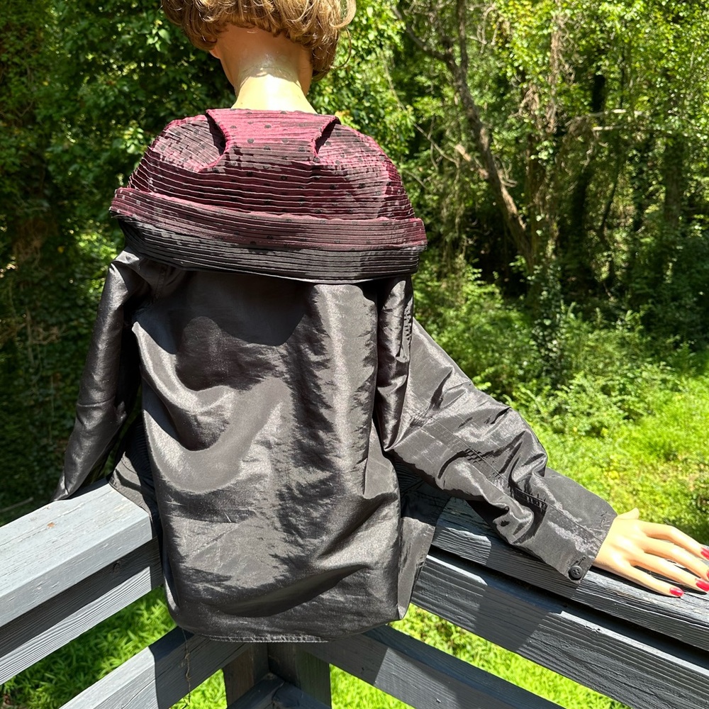 Boho Dotted Whimsigoth Witchy Reversible Hooded Boutique Rain Jacket by UbU ~ M - Picture 15 of 16